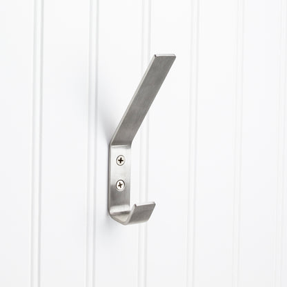 Elements 5 9/16" Modern Double Prong Stainless Steel Wall Hook in Stainless Steel