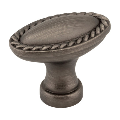 Elements Lindos Handle in Brushed Pewter, 1 3/8" Oval Knob