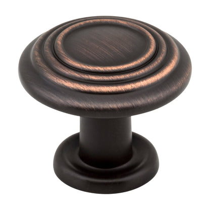 Elements Vienna Handle in Brushed Oil Rubbed Bronze, 1 1/4" Stacked Ring Mushroom Knob