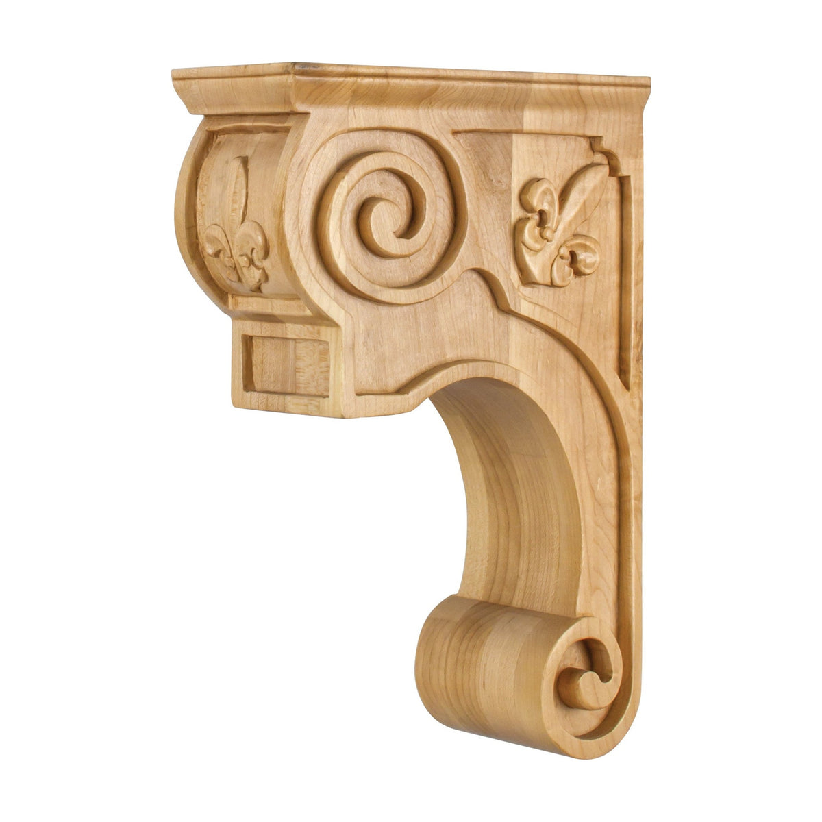Fleur-de-Lis Wood Corbel, 3-3/8" x 8" x 11-3/4"
