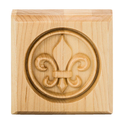 Fleur-de-Lis Wood Rosette, 3" x 3" x 7/8"