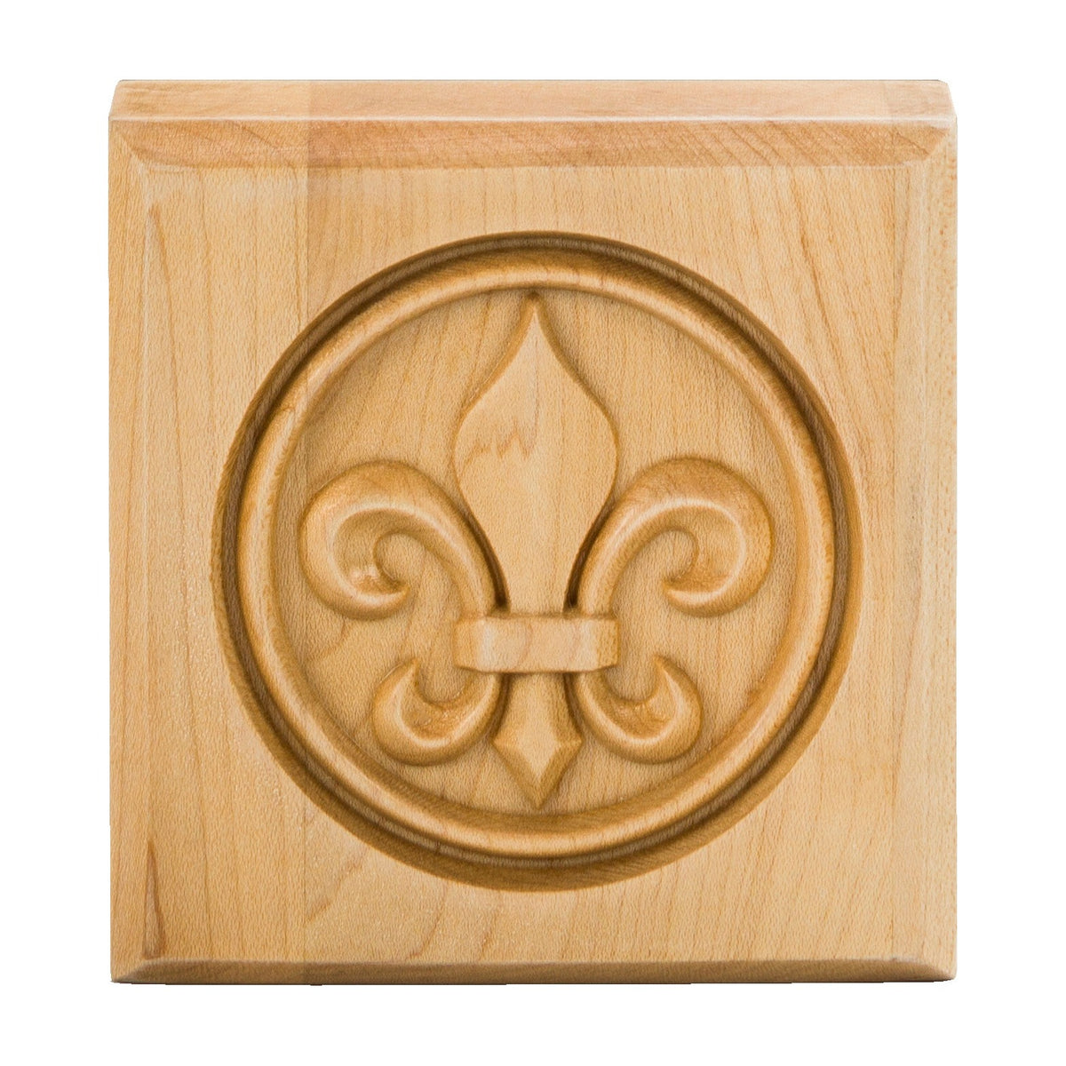 Fleur-de-Lis Wood Rosette, 3-1/2" x 3-1/2" x 7/8"