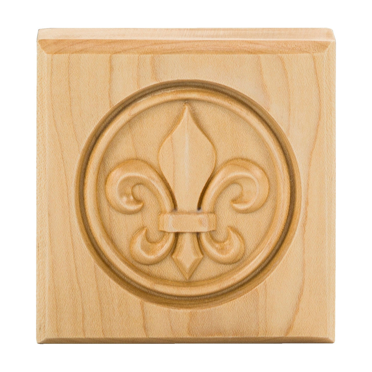 Fleur-de-Lis Wood Rosette, 4" x 4" x 7/8"