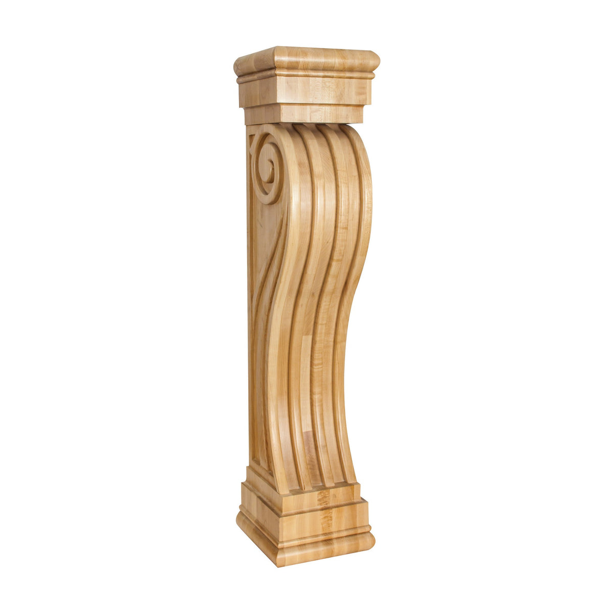 Fluted Art Deco Fireplace Wood Corbel, 8" x 8" x 36"