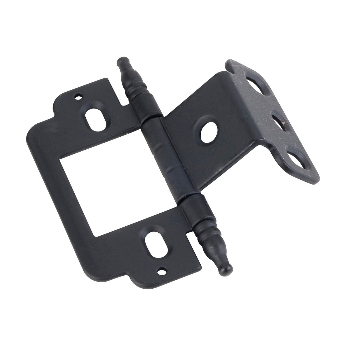 Full Inset Partial Wrap Flush Hinge with Decorative Tip, Finial Tip, Matte Black