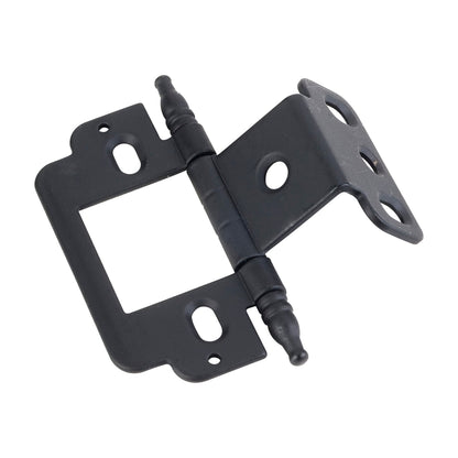 Full Inset Partial Wrap Flush Hinge with Decorative Tip, Finial Tip, Matte Black