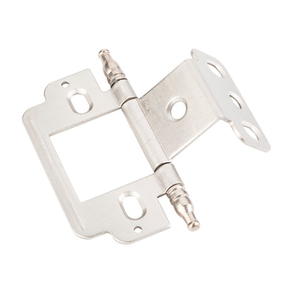 Full Inset Partial Wrap Flush Hinge with Decorative Tip, Finial Tip, Satin Nickel