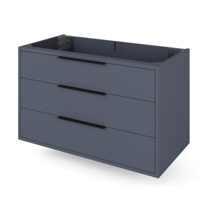 Gardner 36" Single Bowl Wall Mounted Bathroom Vanity, Blue Steel