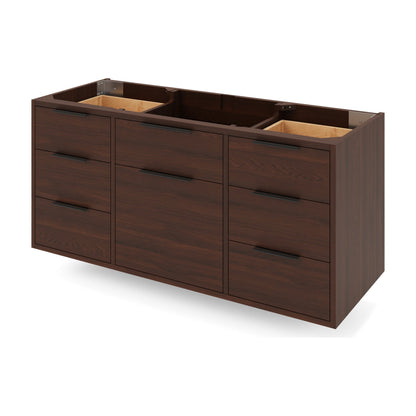 Gardner 48" Single Bowl Wall Mounted Bathroom Vanity, Dark Walnut