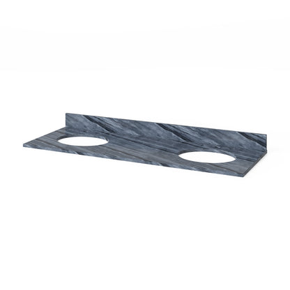 Grey Marble Vanity Top, 61" Double Oval Bowl Cutouts