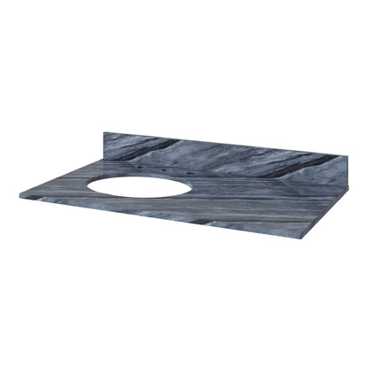Grey Marble Vanity Top, 37" Left Offset Oval Bowl Cutout
