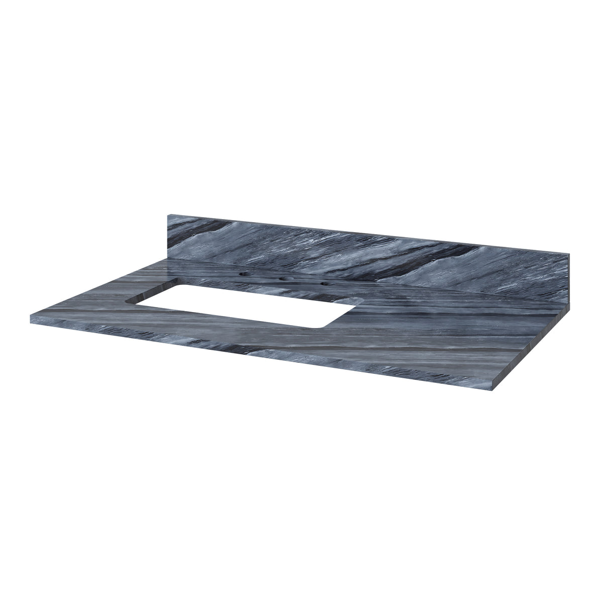 Grey Marble Vanity Top, 37" Left Offset Rectangle Bowl Cutout