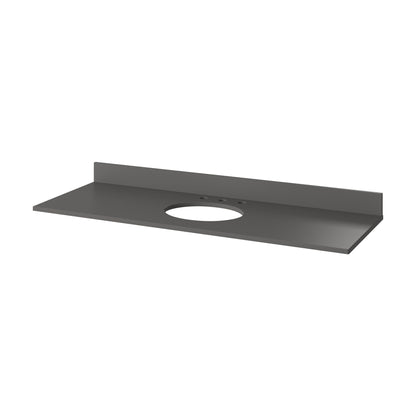 Grey Quartz Vanity Top, 61" Single Oval Bowl Cutout