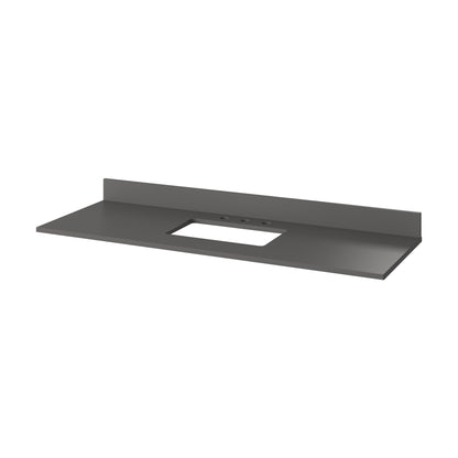Grey Quartz Vanity Top, 61" Single Rectangle Bowl Cutout