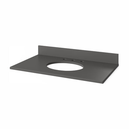 Grey Quartz Vanity Top, 37" Single Oval Bowl Cutout