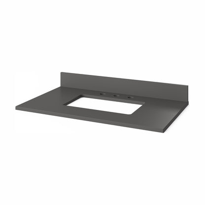 Grey Quartz Vanity Top, 37" Single Rectangle Bowl Cutout