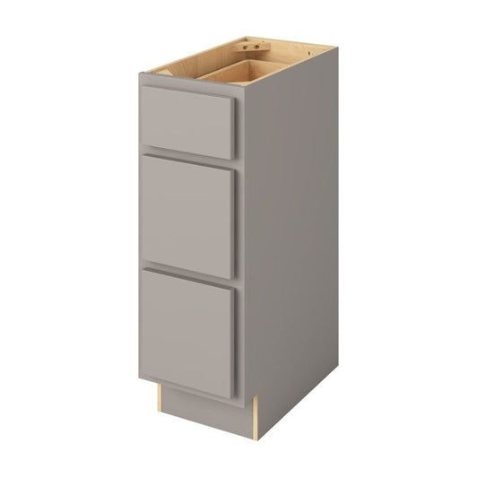 Hatteras 12" Three Drawer Base Freestanding Bathroom Vanity Side Cabinet in Pebble Grey