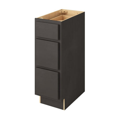 Hatteras 12" Three Drawer Base Freestanding Bathroom Vanity Side Cabinet, Slate