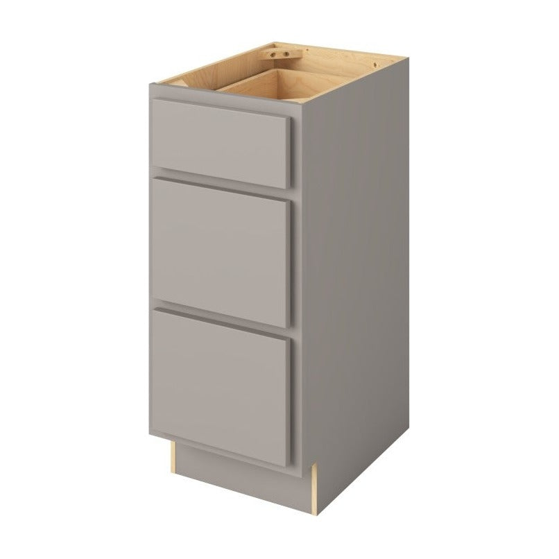Hatteras 15" Three Drawer Base Freestanding Bathroom Vanity Side Cabinet, Pebble Grey