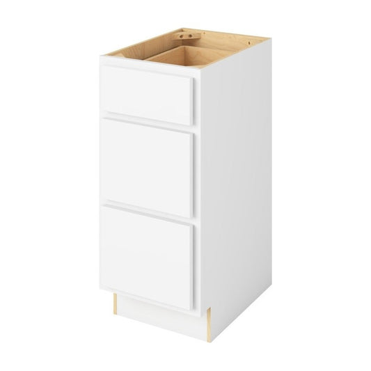 Hatteras 15" Three Drawer Base Freestanding Bathroom Vanity Side Cabinet, Polar White