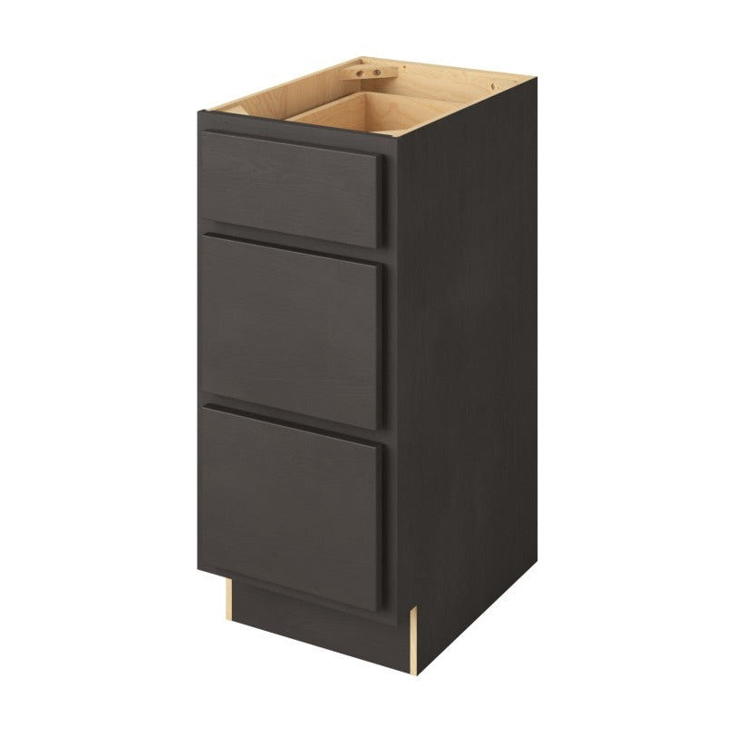 Hatteras 15" Three Drawer Base Freestanding Bathroom Vanity Side Cabinet, Slate