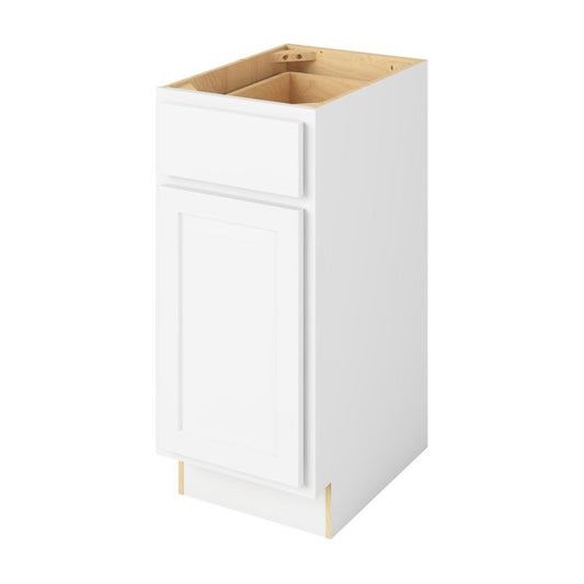 Hatteras 15" Freestanding Bathroom Vanity Side Cabinet with Door and Drawer, Polar White