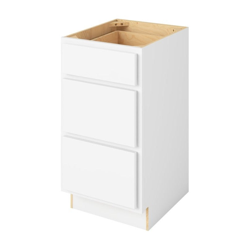 Hatteras 18" Three Drawer Base Freestanding Bathroom Vanity Side Cabinet, Polar White