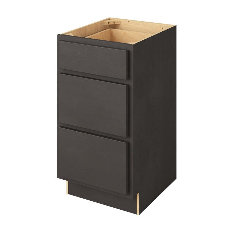 Hatteras 18" Three Drawer Base Freestanding Bathroom Vanity Side Cabinet, Slate