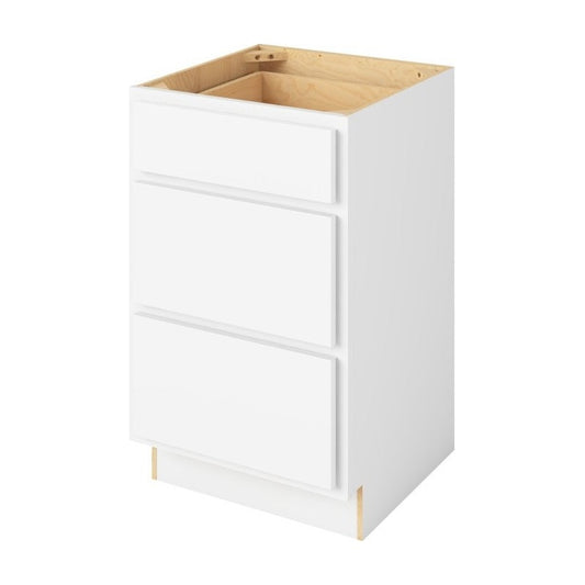 Hatteras 21" Three Drawer Base Freestanding Bathroom Vanity Side Cabinet, Polar White