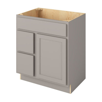 Hatteras 30" Sink Base with Left Drawers Freestanding Bathroom Vanity, Pebble Grey