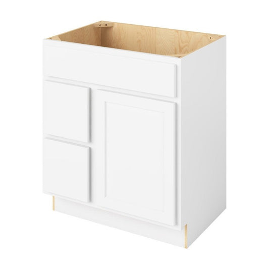 Hatteras 30" Sink Base with Left Drawers Freestanding Bathroom Vanity, Polar White