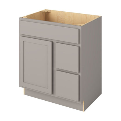Hatteras 30" Sink Base with Right Drawers Freestanding Bathroom Vanity, Pebble Grey
