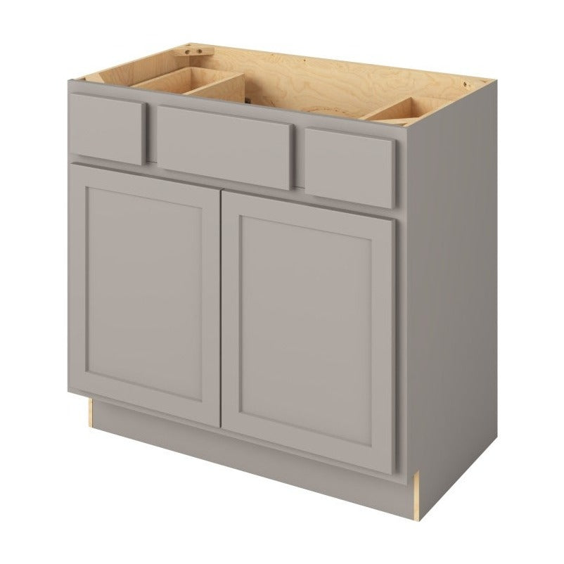 Hatteras 36" Single Sink Base with Side Drawers Freestanding Bathroom Vanity, Pebble Grey