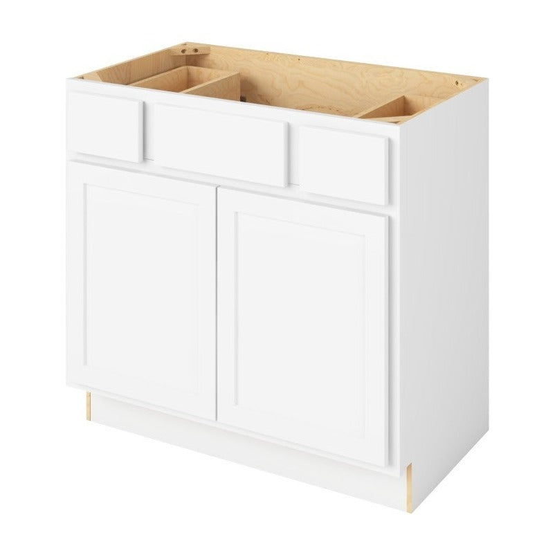 Hatteras 36" Single Sink Base with Side Drawers Freestanding Bathroom Vanity, Polar White