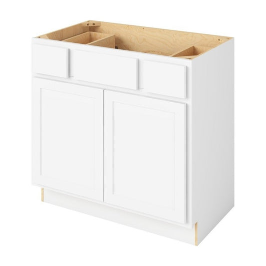 Hatteras 36" Single Sink Base with Side Drawers Freestanding Bathroom Vanity, Polar White