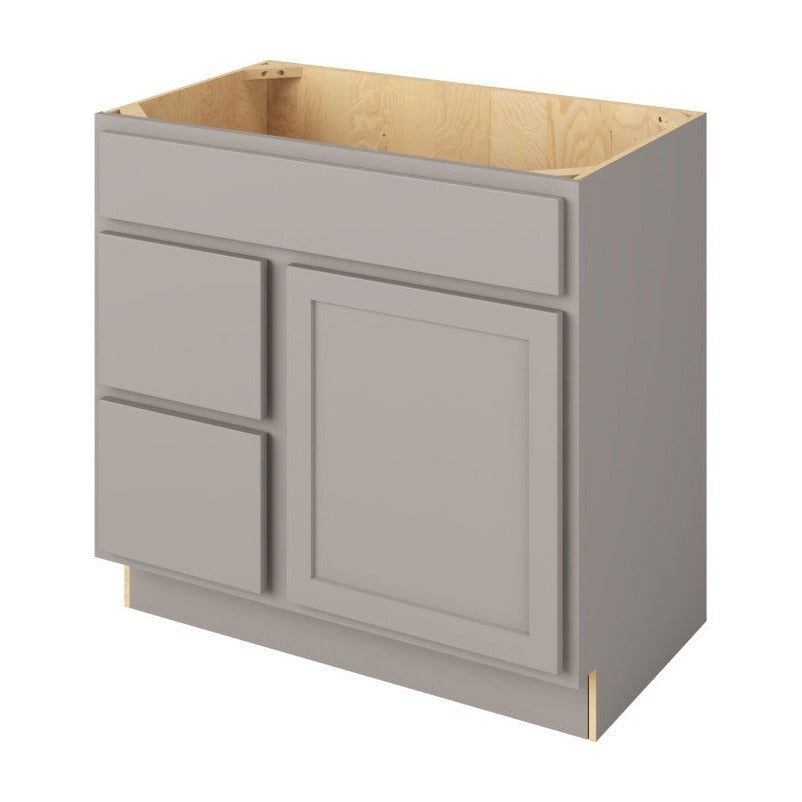 Hatteras 36" Sink Base with Left Drawers Freestanding Bathroom Vanity, Pebble Grey