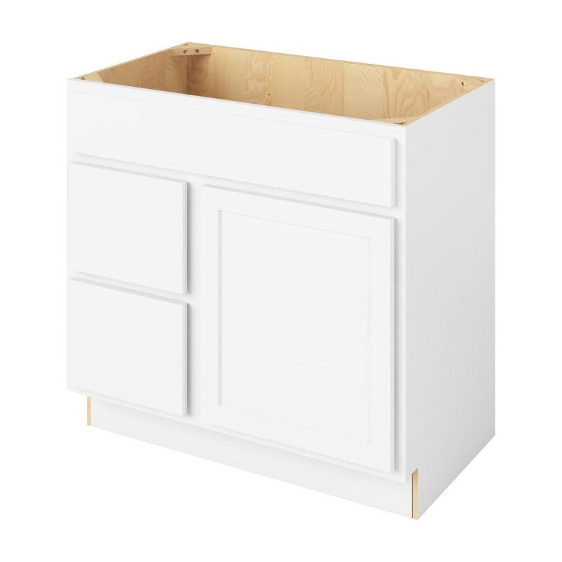 Hatteras 36" Sink Base with Left Drawers Freestanding Bathroom Vanity, Polar White