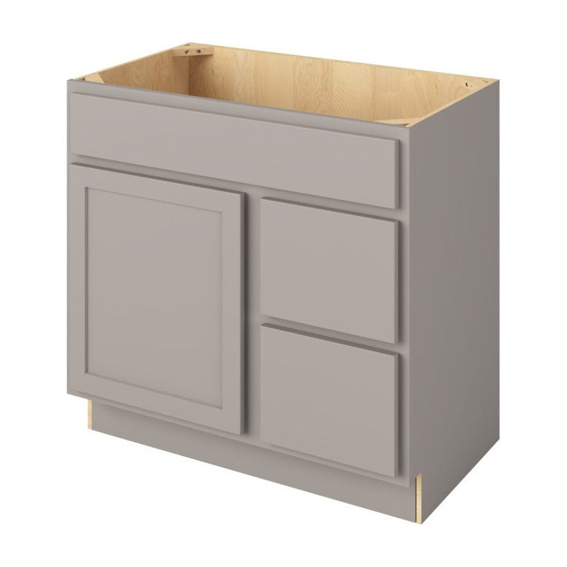 Hatteras 36" Sink Base with Right Drawers Freestanding Bathroom Vanity, Pebble Grey