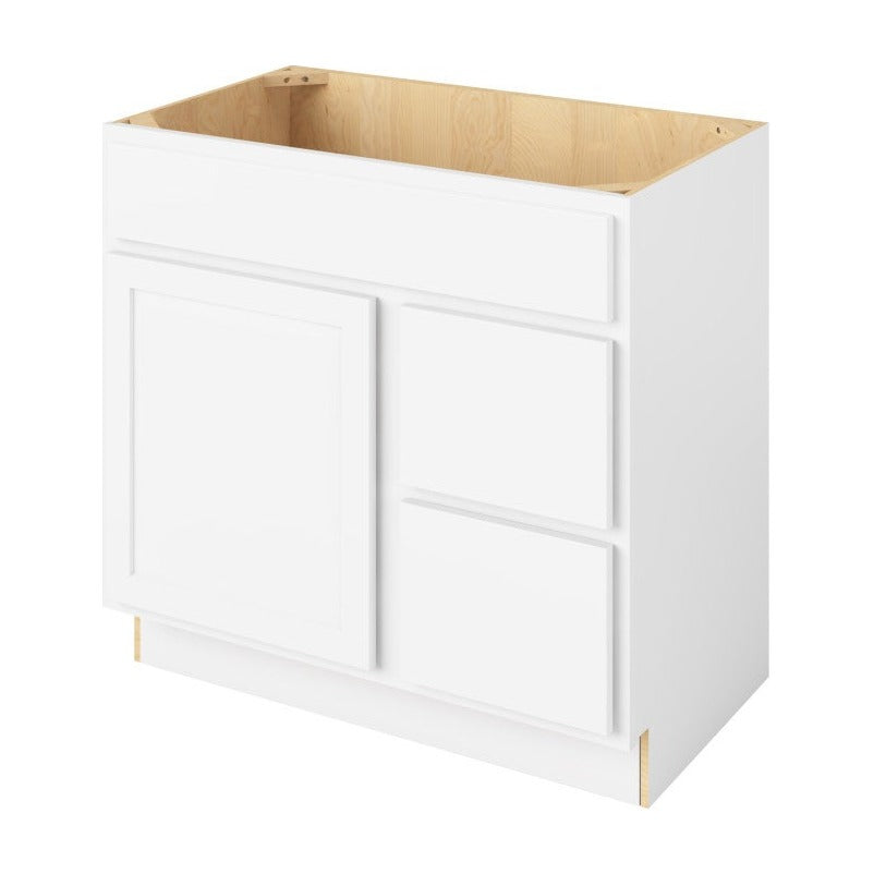 Hatteras 36" Sink Base with Right Drawers Freestanding Bathroom Vanity, Polar White