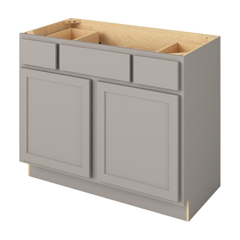 Hatteras 42" Single Sink Base with Side Drawers Freestanding Bathroom Vanity, Pebble Grey