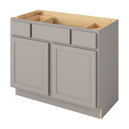 Hatteras 42" Single Sink Base with Side Drawers Freestanding Bathroom Vanity, Pebble Grey