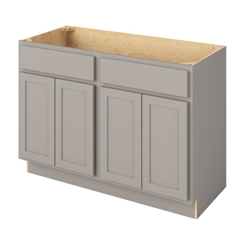 Hatteras 48" Double Sink Base Freestanding Bathroom Vanity, Pebble Grey