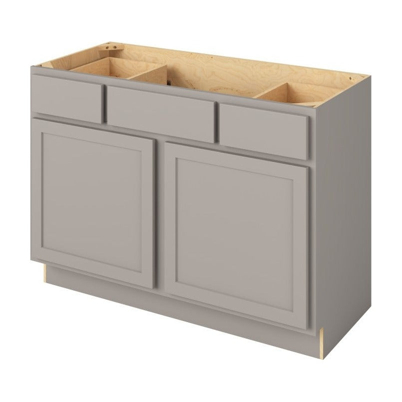 Hatteras 48" Single Sink Base with Side Drawers Freestanding Bathroom Vanity, Pebble Grey