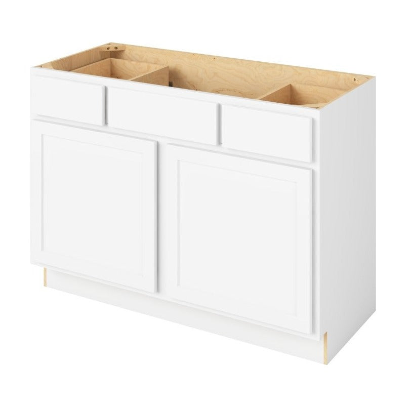 Hatteras 48" Single Sink Base with Side Drawers Freestanding Bathroom Vanity, Polar White