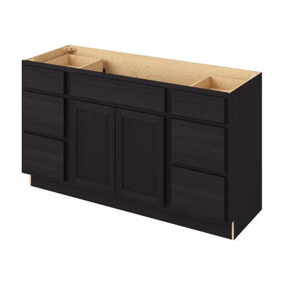 Hatteras 60" Single Sink Freestanding Bathroom Vanity with Six Drawers, Espresso