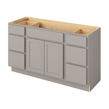 Hatteras 60" Single Sink Freestanding Bathroom Vanity with Six Drawers, Pebble Grey