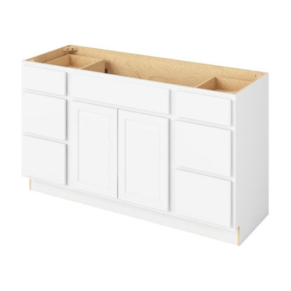 Hatteras 60" Single Sink Freestanding Bathroom Vanity with Six Drawers, Polar White