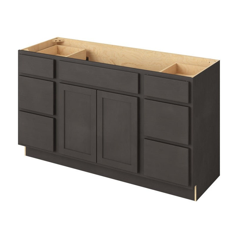 Hatteras 60" Single Sink Freestanding Bathroom Vanity with Six Drawers, Slate