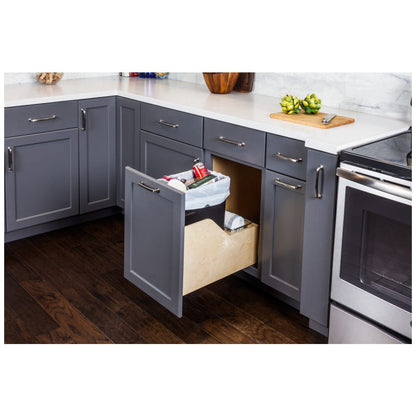 Hazel Wood Bottom-Mount Soft-close Trashcan Rollout for Door Mounting