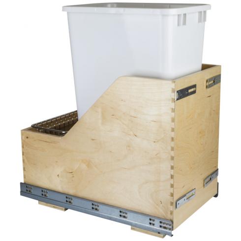 Hazel Wood Bottom-Mount Soft-close Trashcan Rollout for Door Mounting